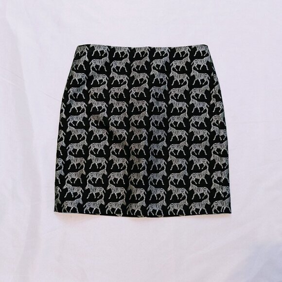 J. Crew Black and Silver Zebra Print Mini Skirt Size 00 - Picture 3 of 5